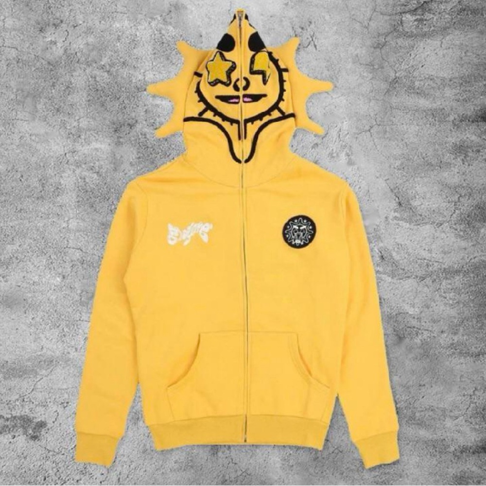 glogang yellow zip up hoodie
